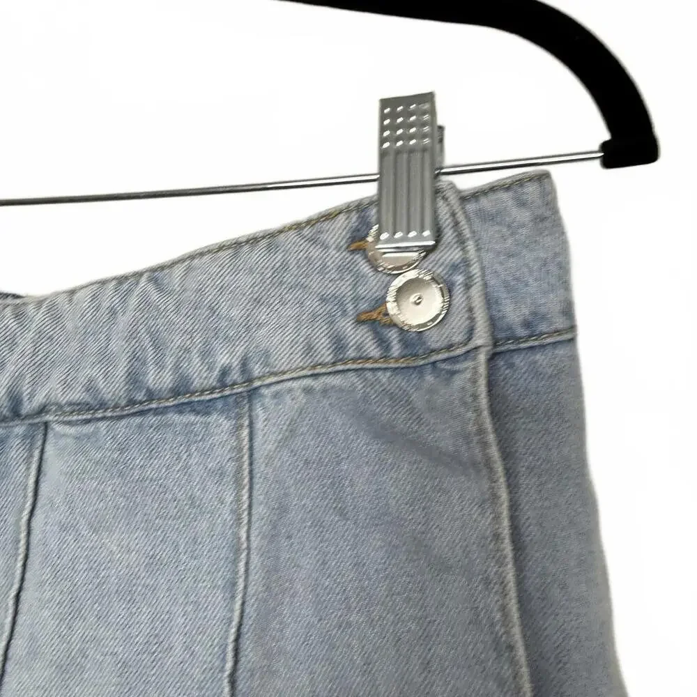 Zara Pleated Light Blue Denim  Jean Mini‎ Skort